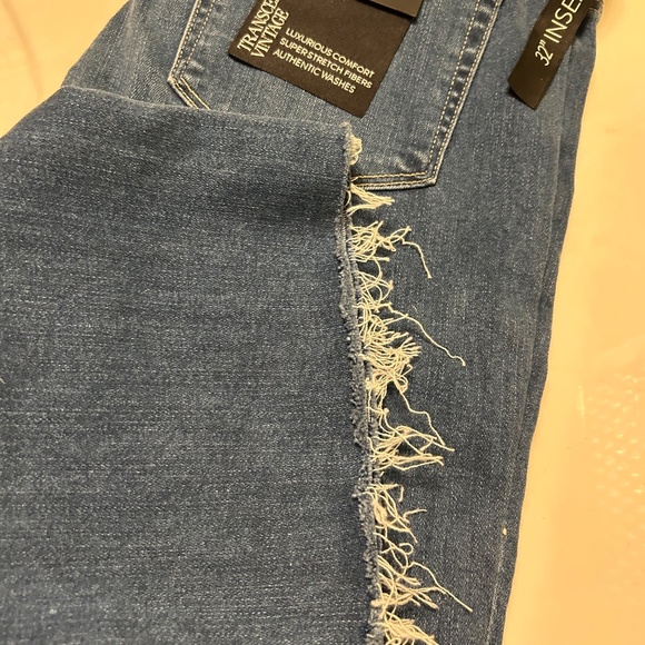 Paige Denim Manhattan Mid Rise Slim Boot Raw Hem Jeans - Picture 2 of 4